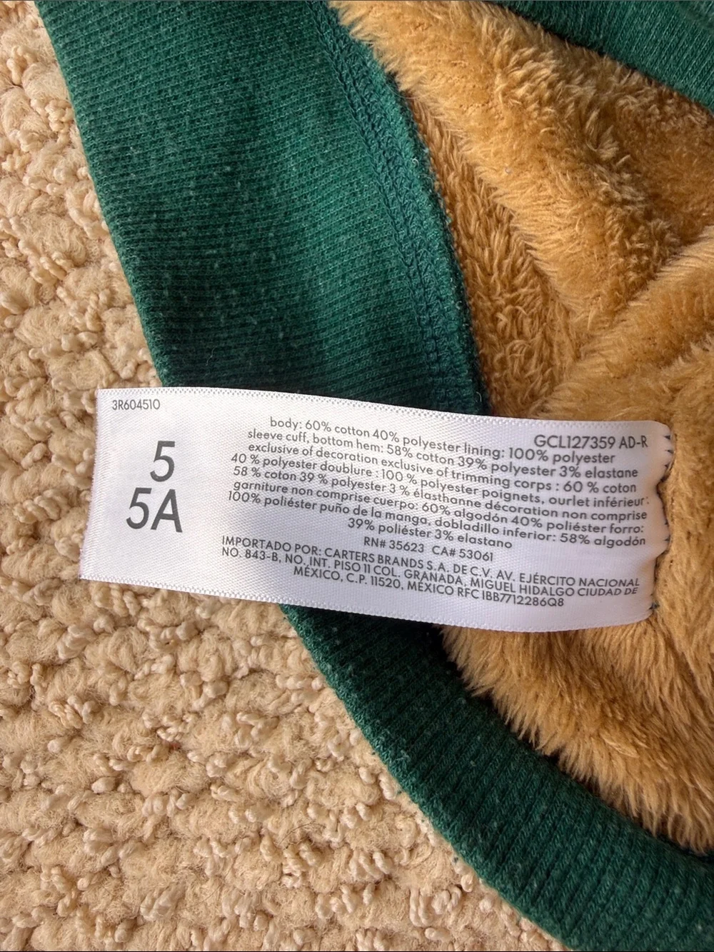 Carter's Forest Green Hooded Zip Sweatshirt size 5